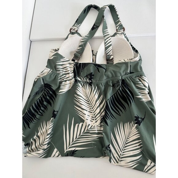 Y2K Palm & Leopard Plus Size 16W Swim Top Duo Bikini & Tankini Boho Chic Resort - Picture 3 of 15